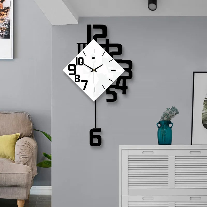 Reloj de Pared Cuadrado con Péndulo