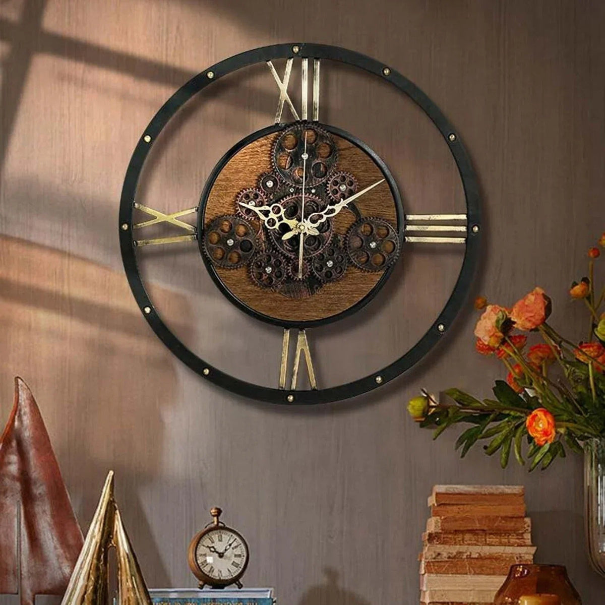Reloj de Pared Engranajes Madera