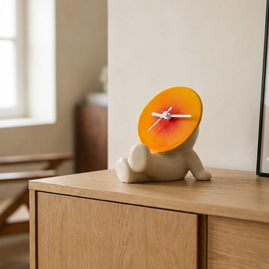 Reloj de Sobremesa Naranja Moderno