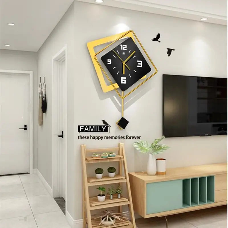 Reloj de Pared Cuadrado Moderno con Péndulo - imagen 2