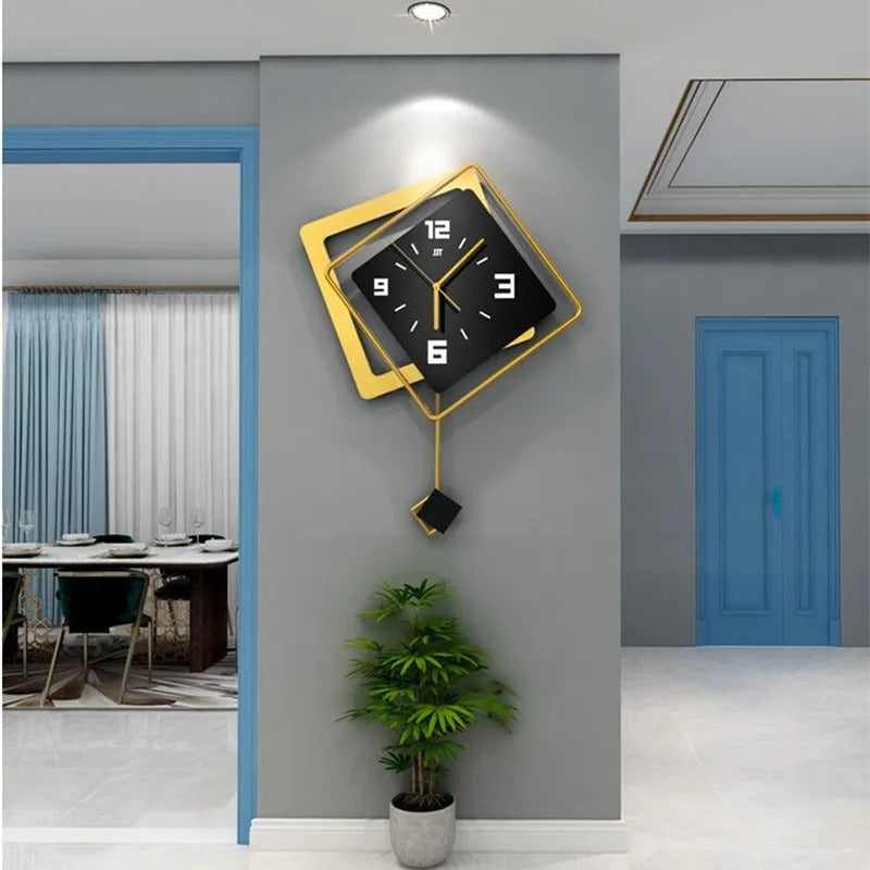 Reloj de Pared Cuadrado Moderno con Péndulo