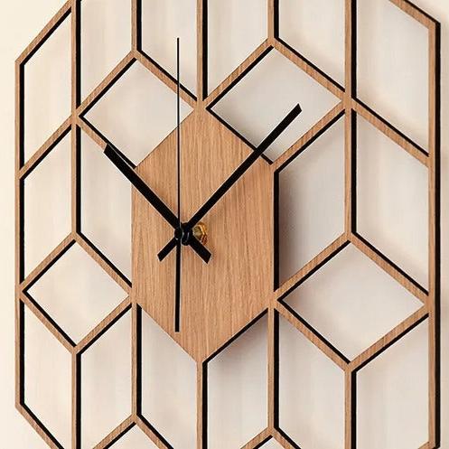 Reloj de Pared Hexágono Madera - imagen 3
