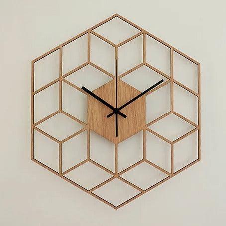 Reloj de Pared Hexágono Madera