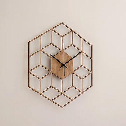 Reloj de Pared Hexágono Madera - imagen 2