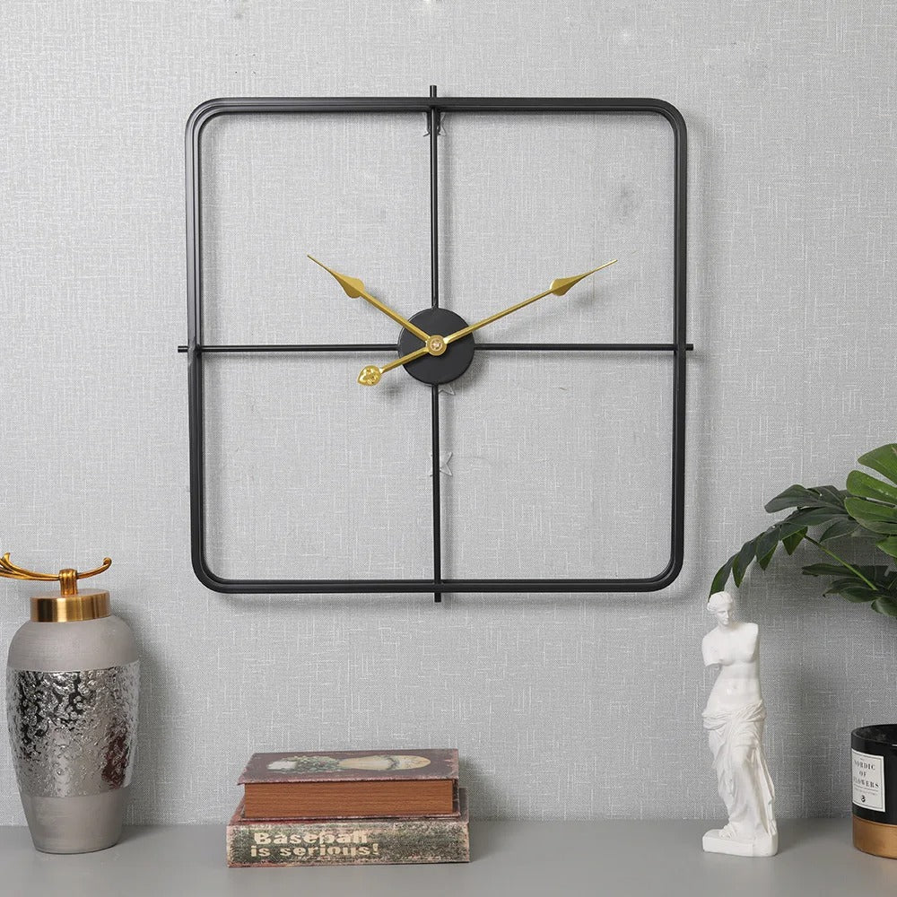 Reloj de Pared Cuadrado de Metal