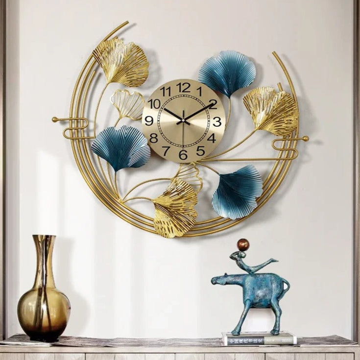 Reloj de Pared Hojas Doradas