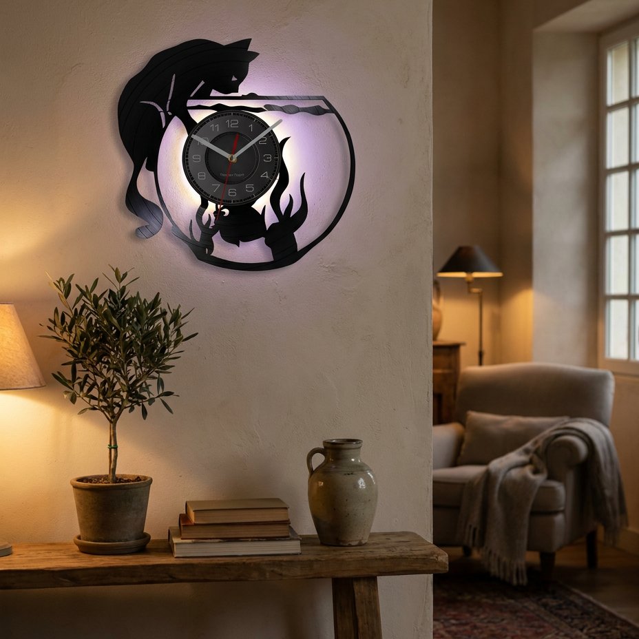 Reloj de Pared Gato Luminoso