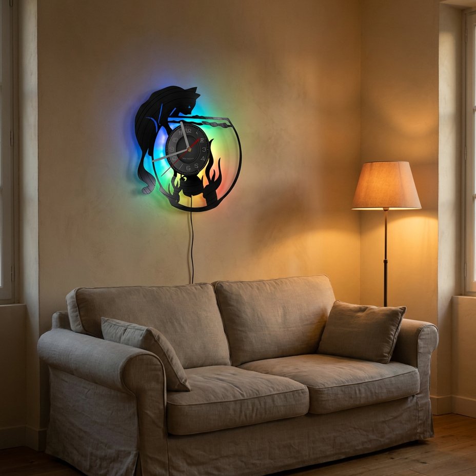 Reloj de Pared Gato Luminoso - imagen 2
