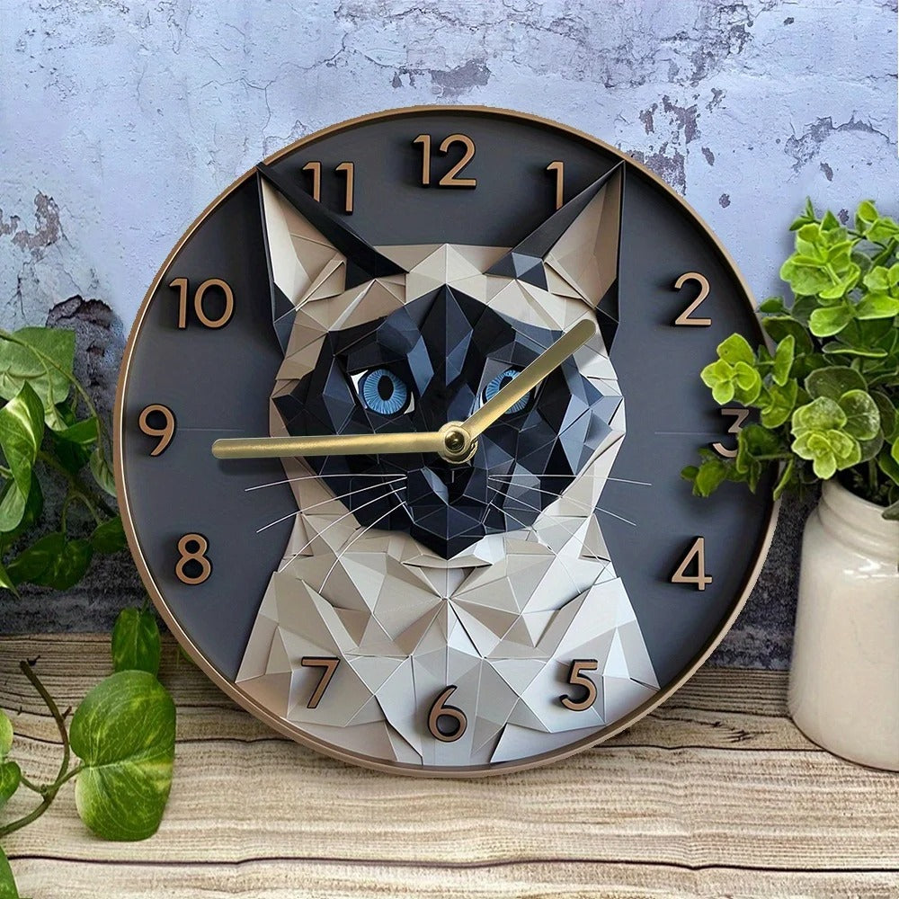 Reloj de Pared Gato Geométrico