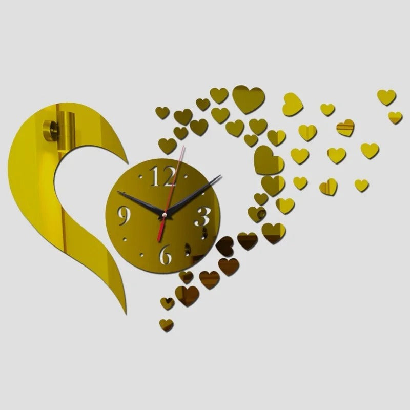 Reloj de Pared Corazones Dorados