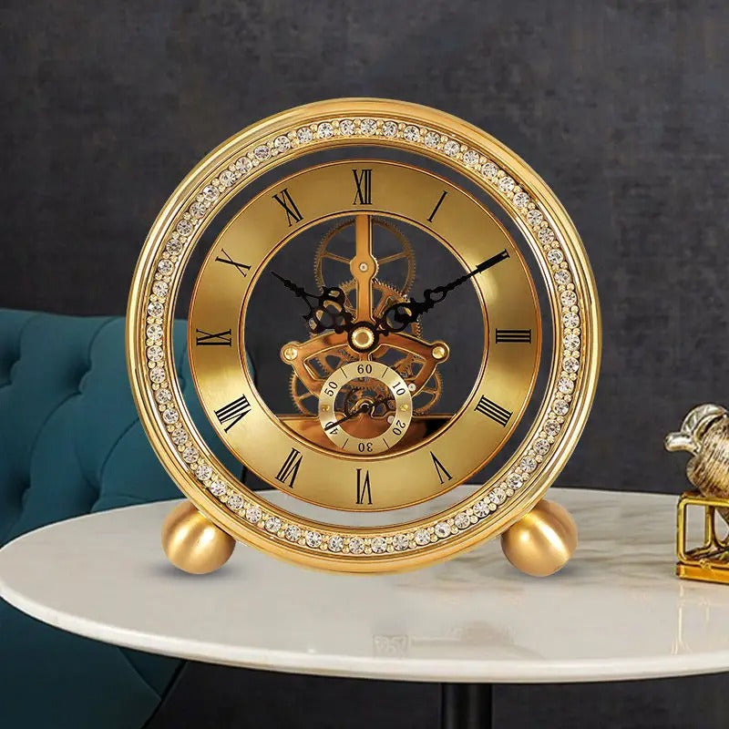 Reloj de Sobremesa Engranajes Dorados