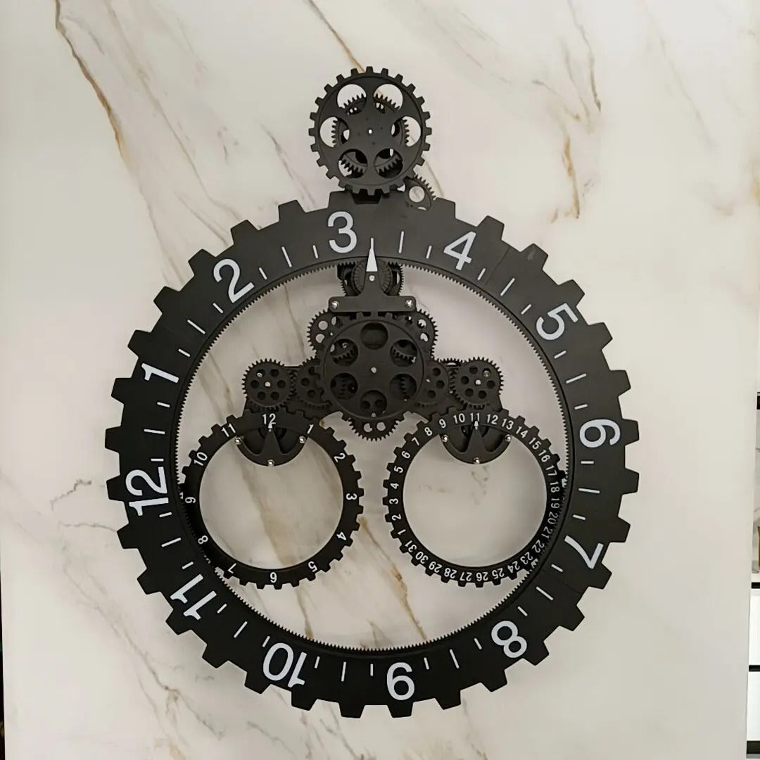 Reloj de Pared Engranajes Negros