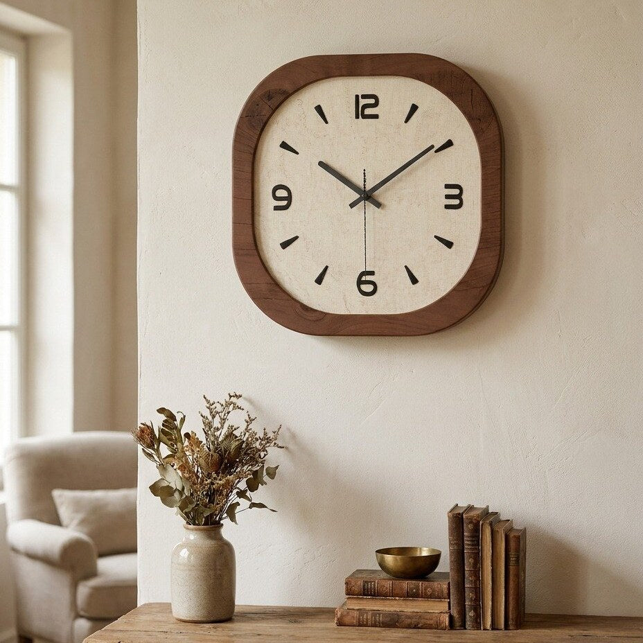 Reloj de Pared Cuadrado de Madera