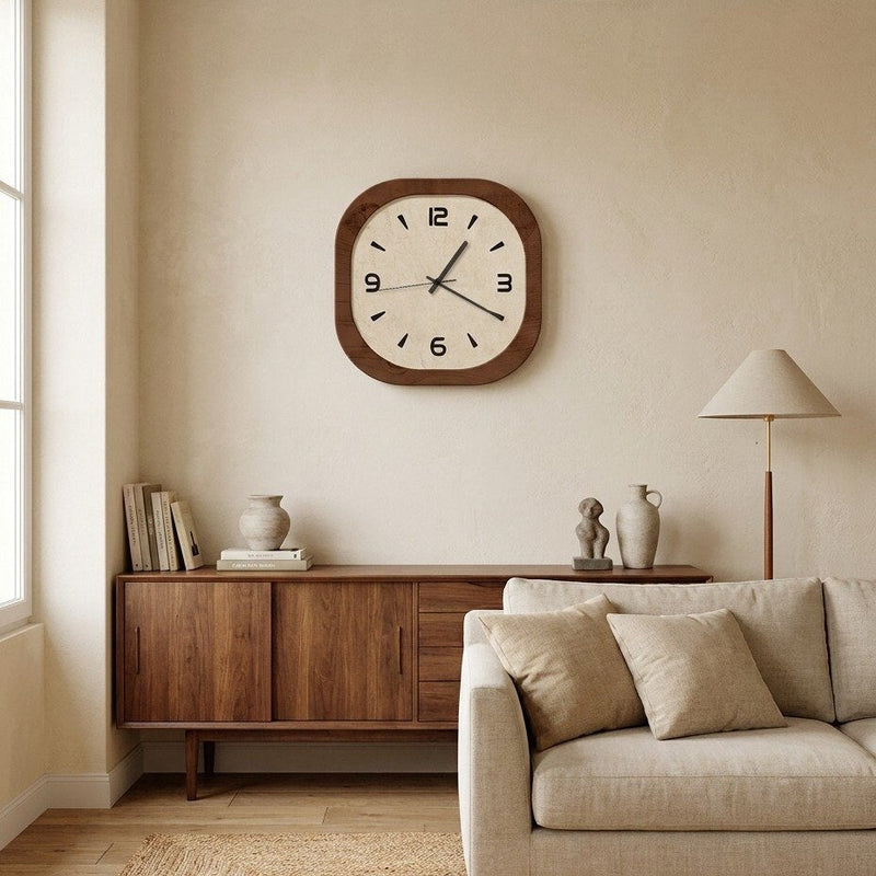 Reloj de Pared Cuadrado de Madera