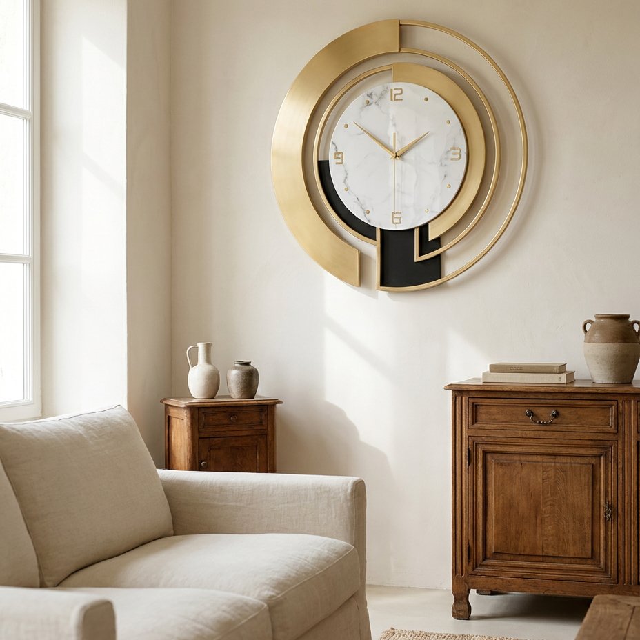 Reloj de Pared Círculo Dorado