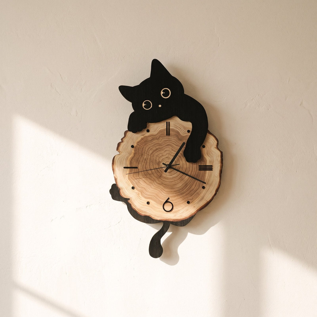 Reloj de Pared Gato Madera - imagen 2
