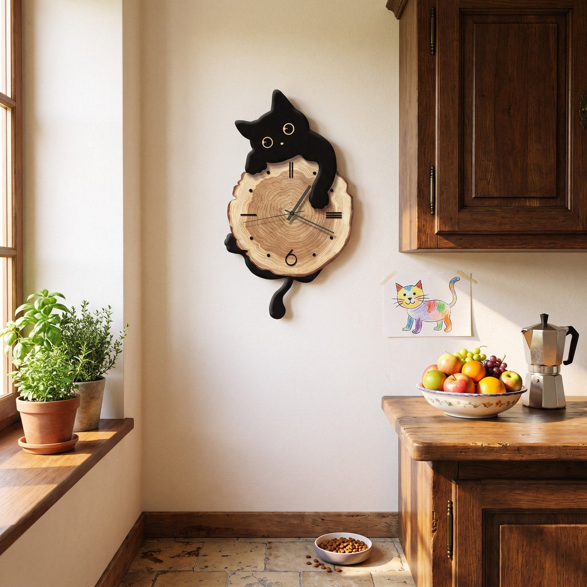 Reloj de Pared Gato Madera - imagen 5
