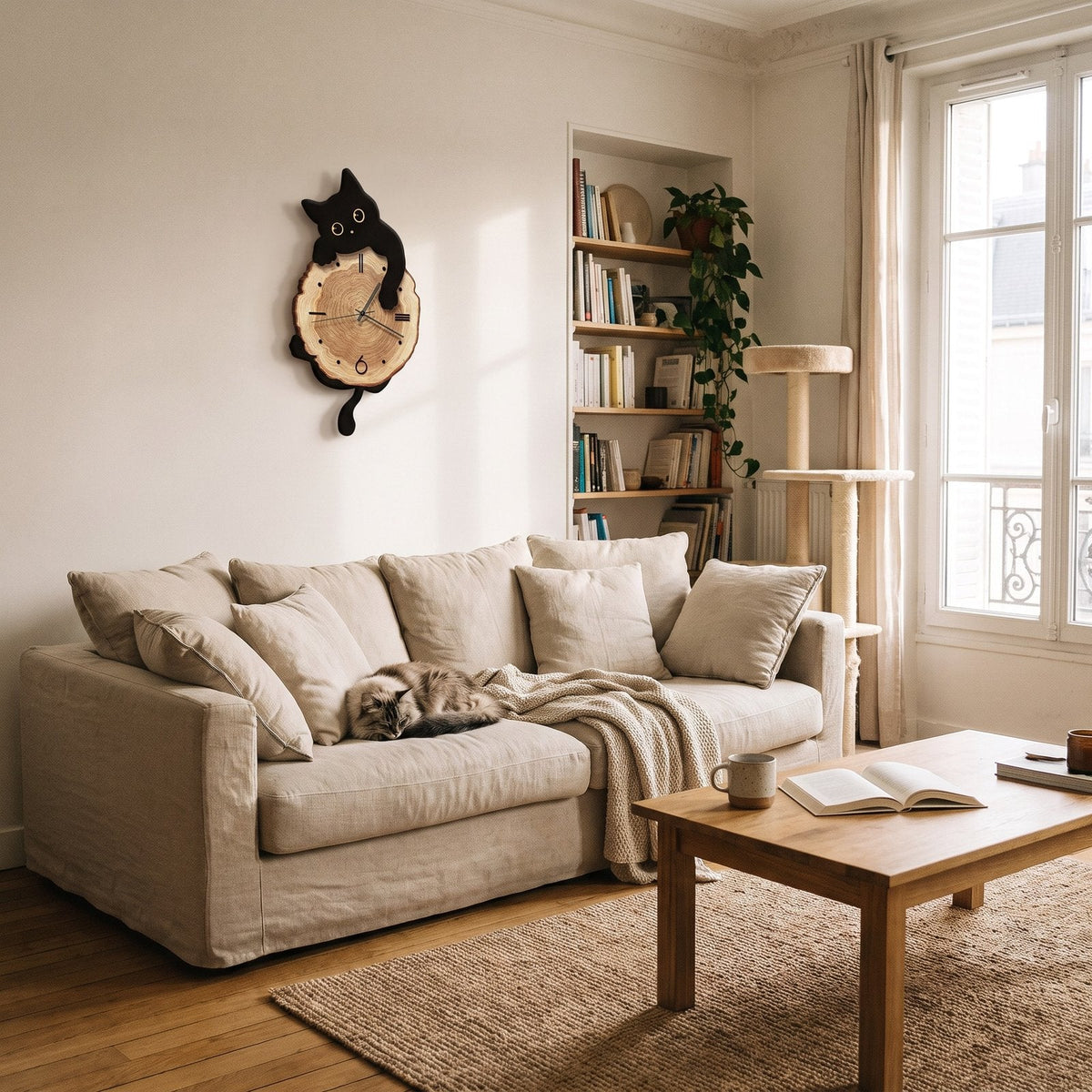Reloj de Pared Gato Madera - imagen 6