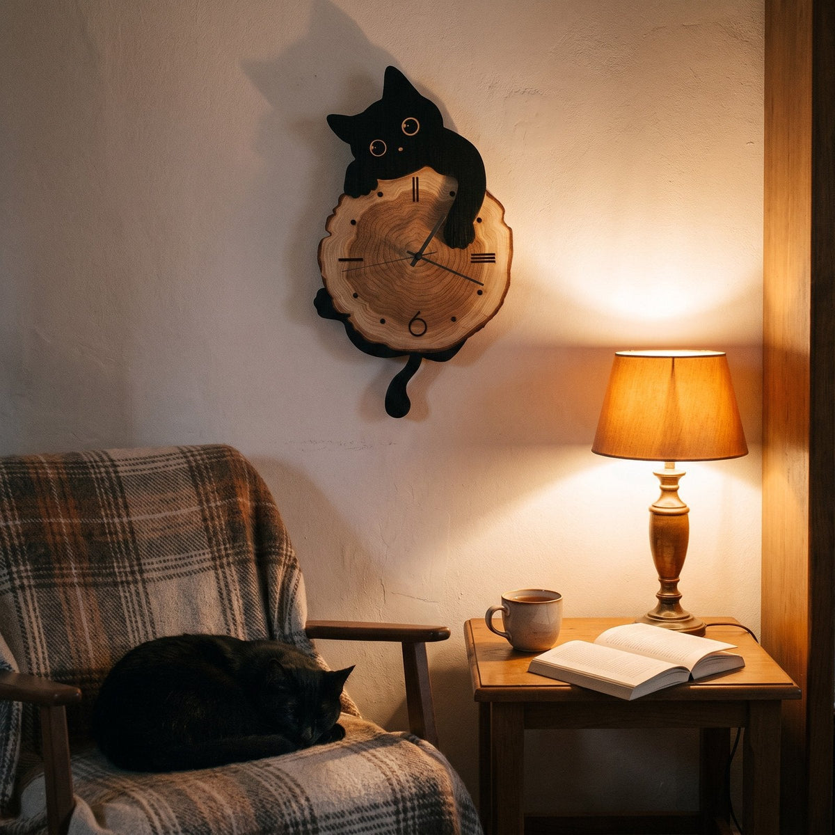 Reloj de Pared Gato Madera - imagen 7