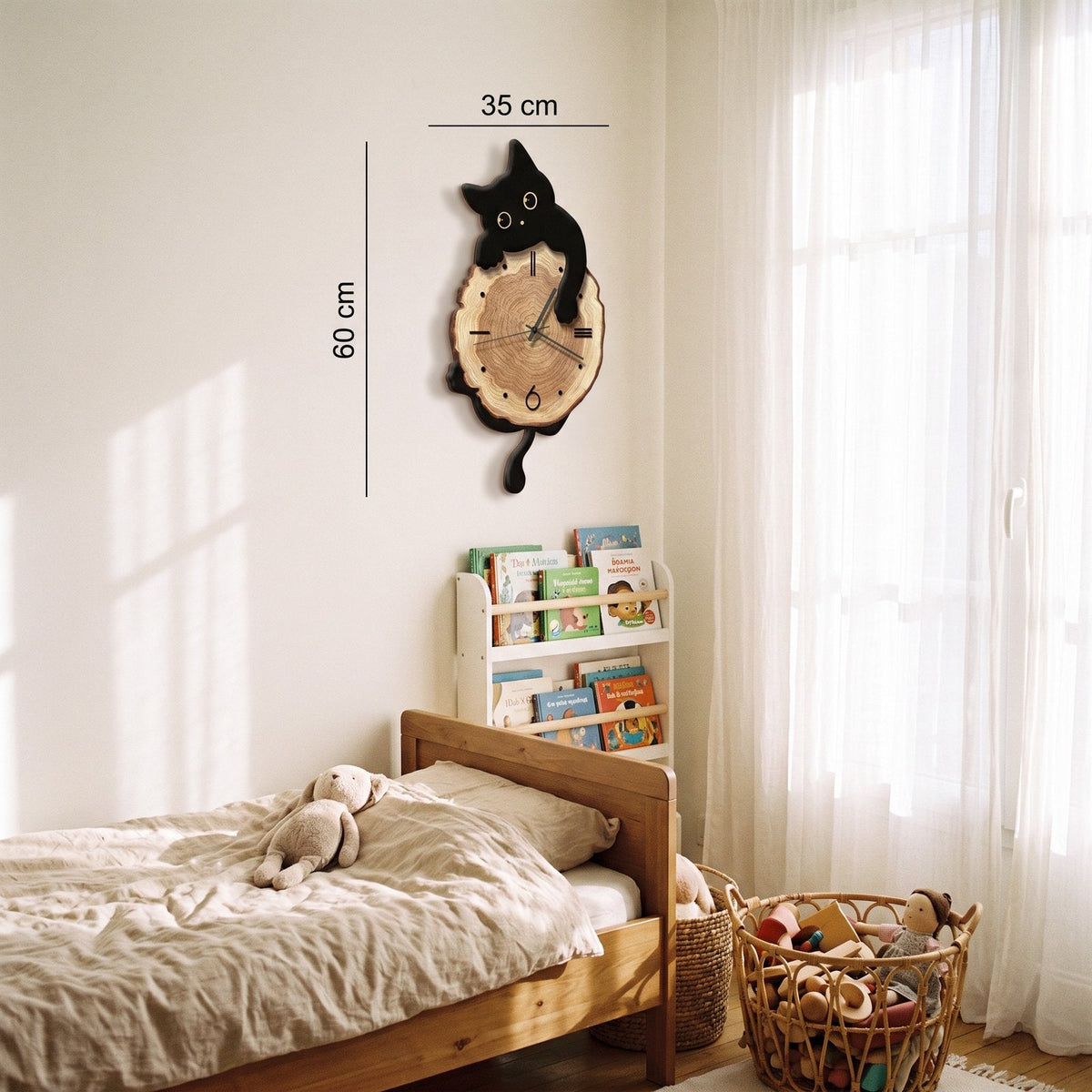 Reloj de Pared Gato Madera - imagen 8