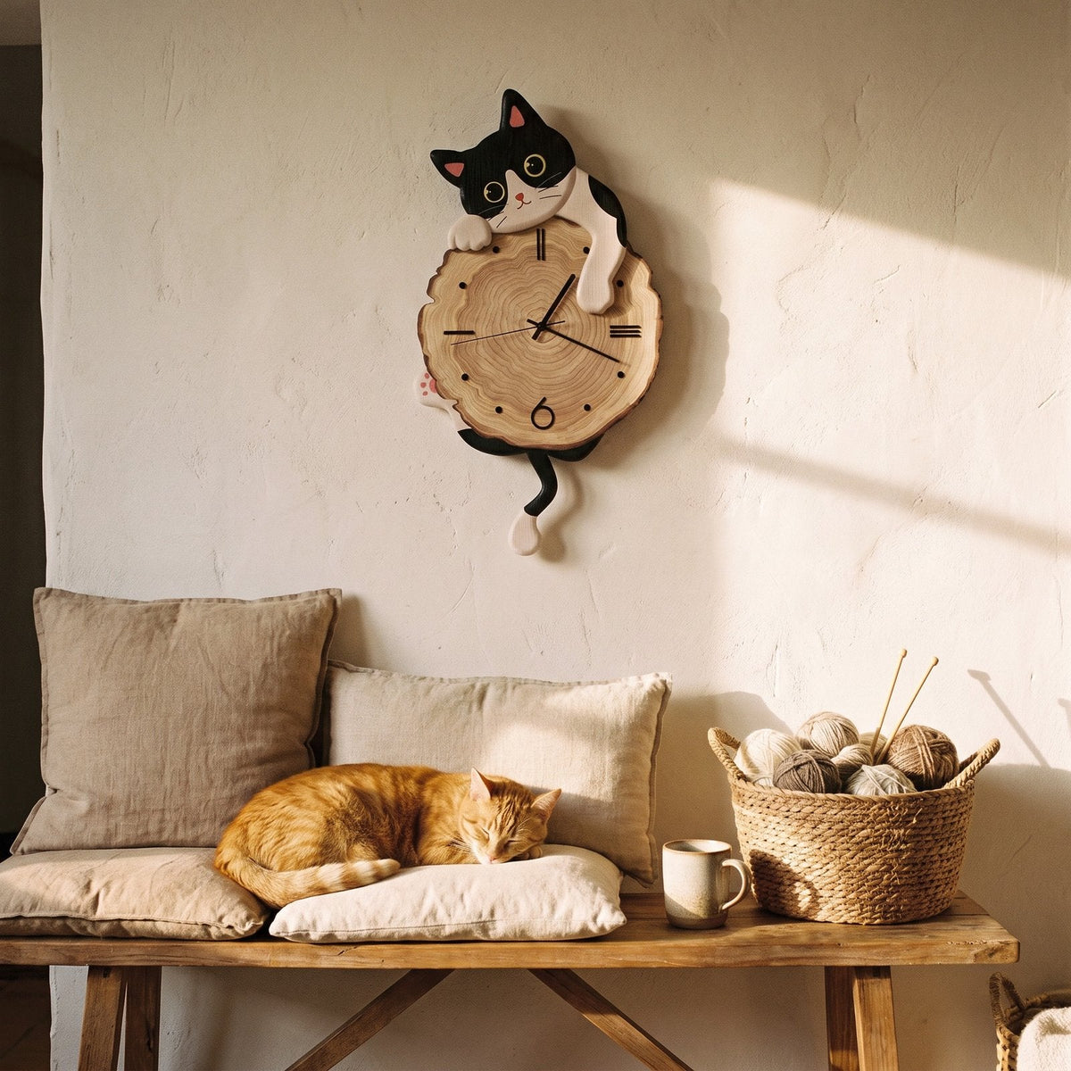 Reloj de Pared Gato Madera - imagen 9