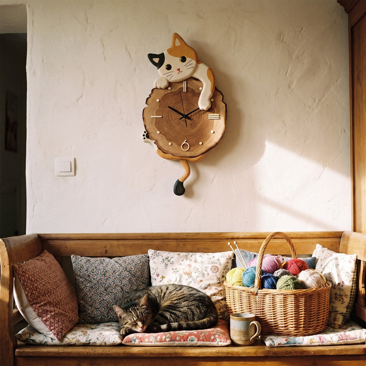 Reloj de Pared Gato Madera - imagen 11