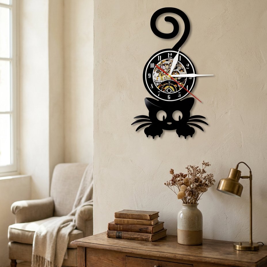 Reloj de Pared Gato Gótico