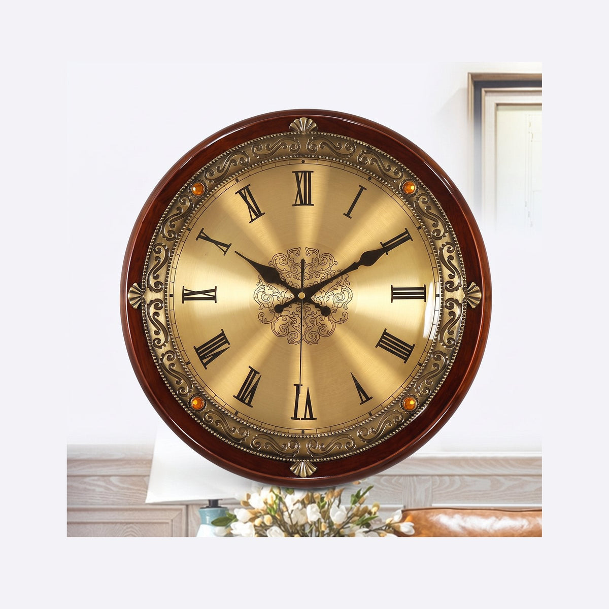 Reloj de Pared Dorado Números Romanos - imagen 3