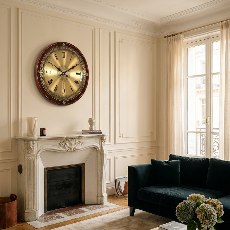 Reloj de Pared Dorado Números Romanos - imagen 2