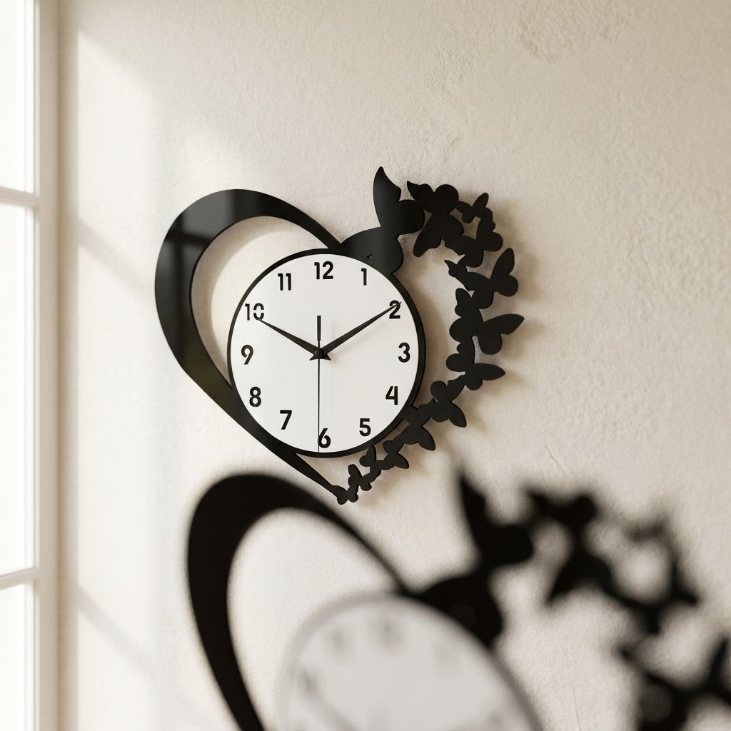 Reloj de Pared Corazón Mariposas - imagen 3