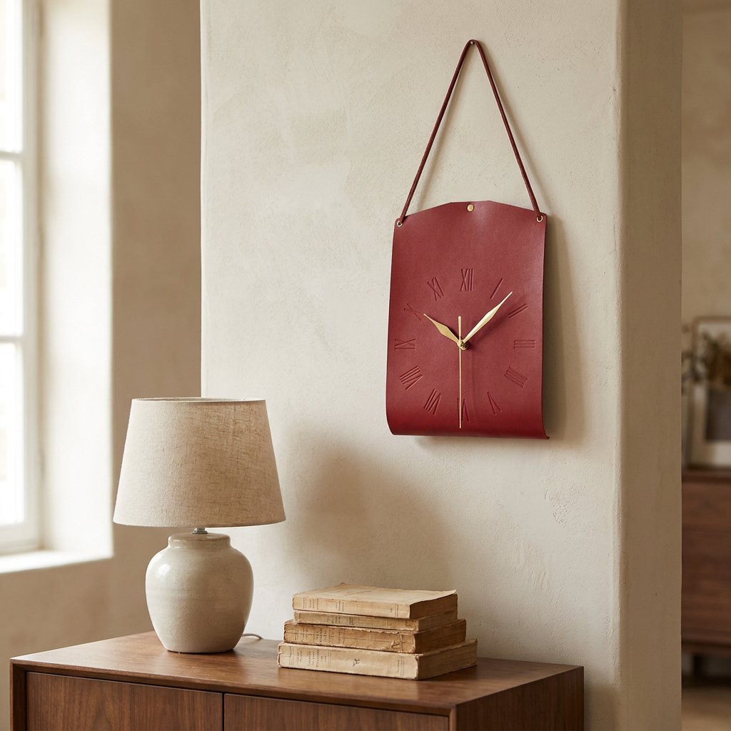 Reloj de Pared Piel Roja
