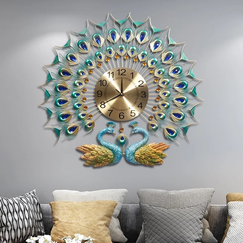 Reloj de Pared Pavo Real Lujoso