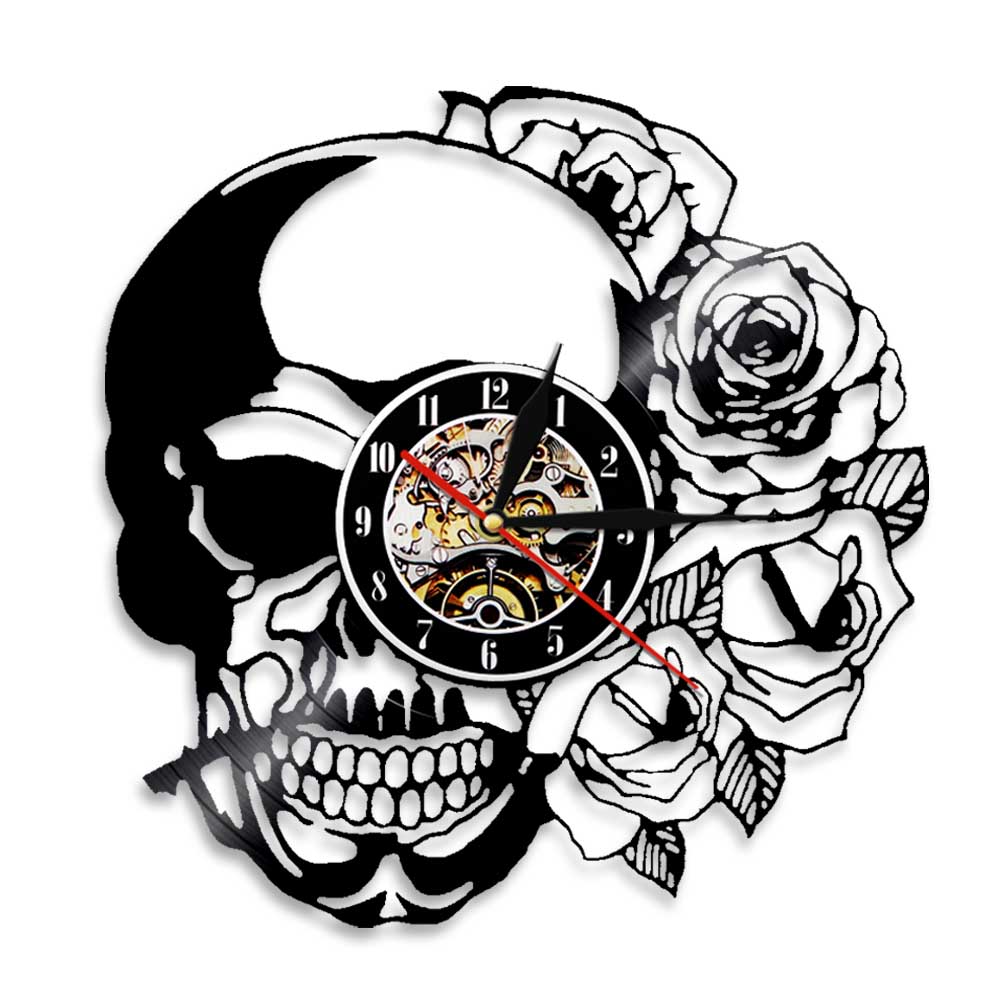 Reloj de Pared Calavera Rosas
