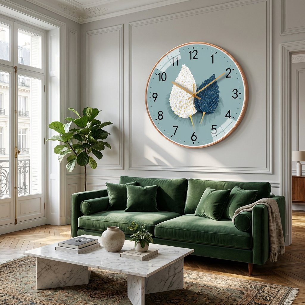 Reloj de Pared Hojas Azul - imagen 2