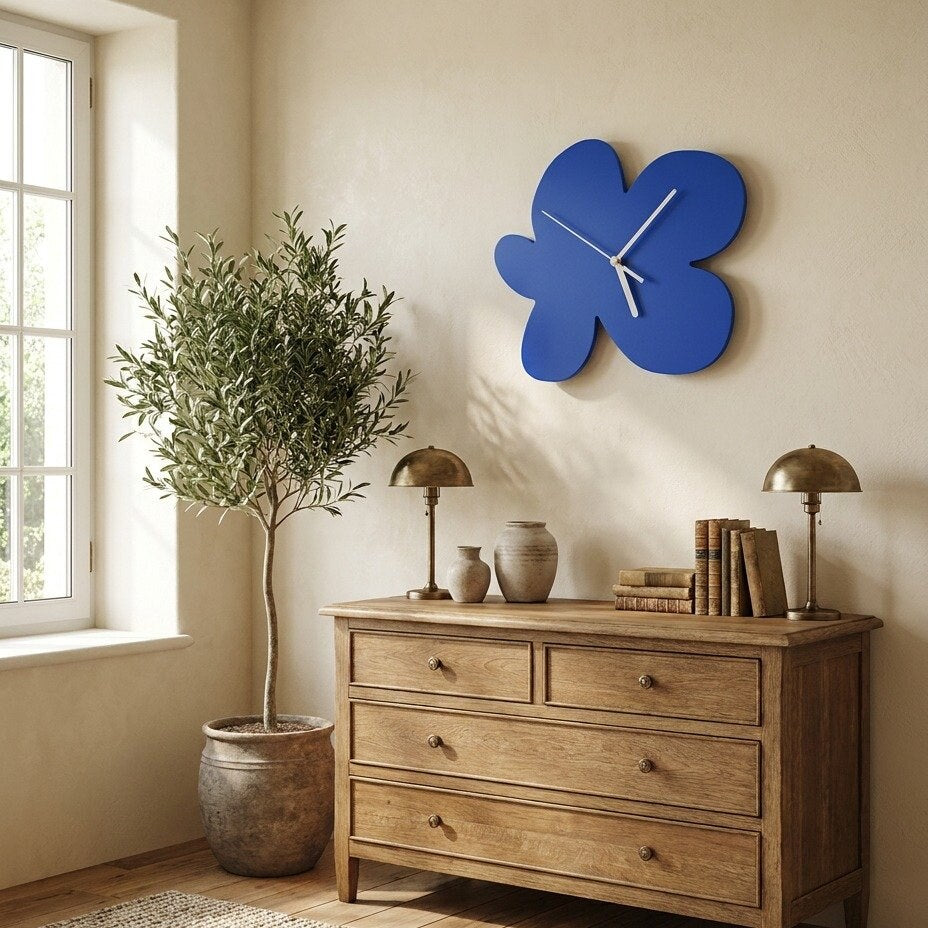 Reloj de Pared Flor Azul - imagen 2