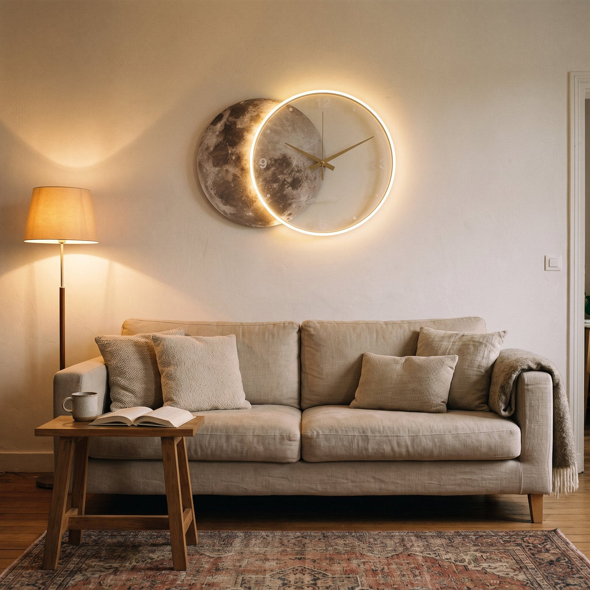 Reloj de Pared Luna Luminosa