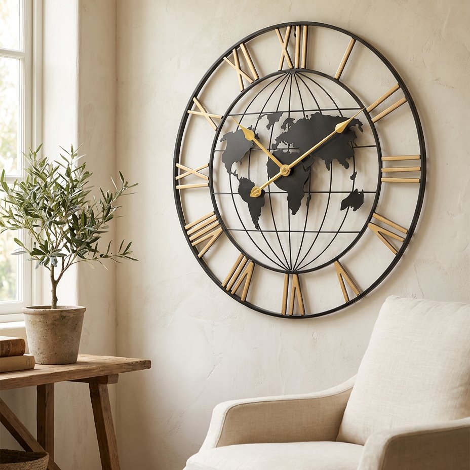 Reloj de Pared Mapamundi Metal