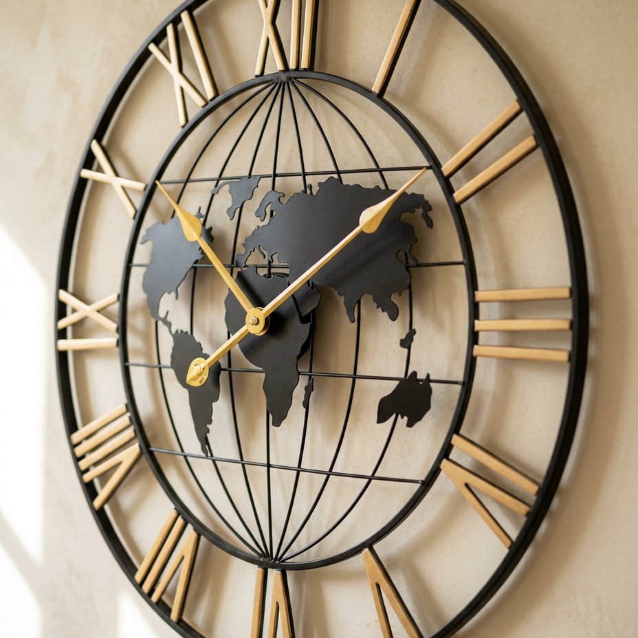 Reloj de Pared Mapamundi Metal - imagen 3