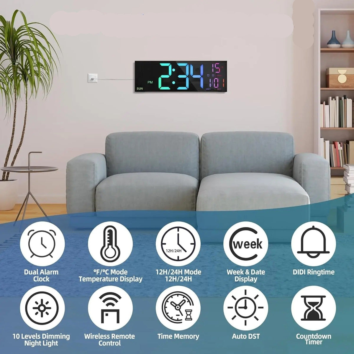 Reloj de Pared LED Colorido - imagen 4