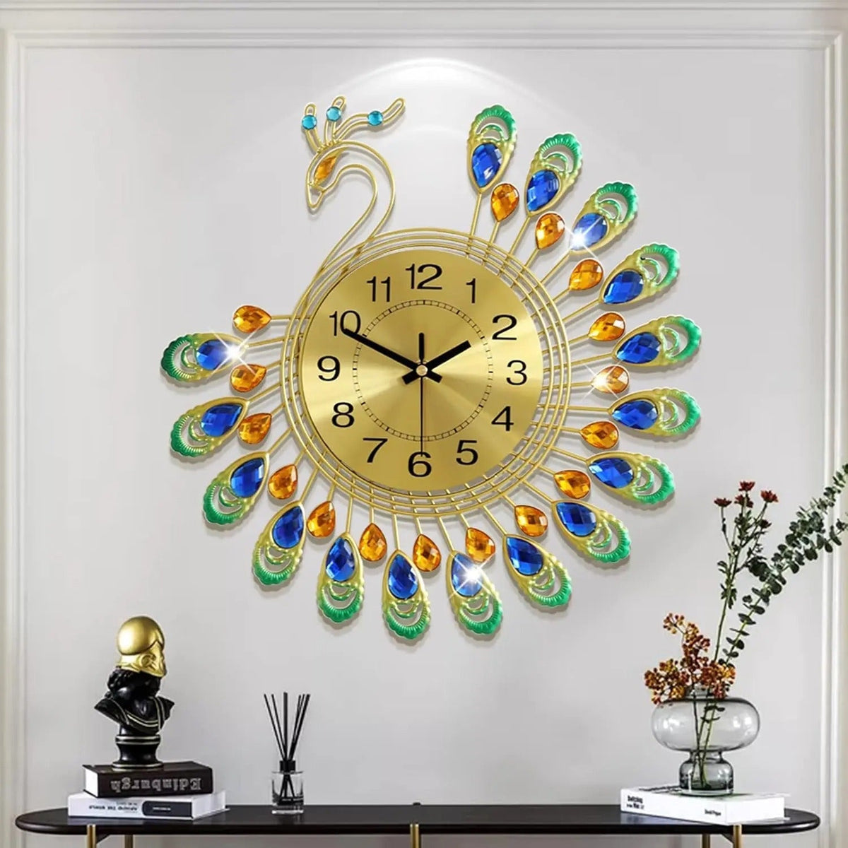 Reloj de Pared Pavo Real Cristal