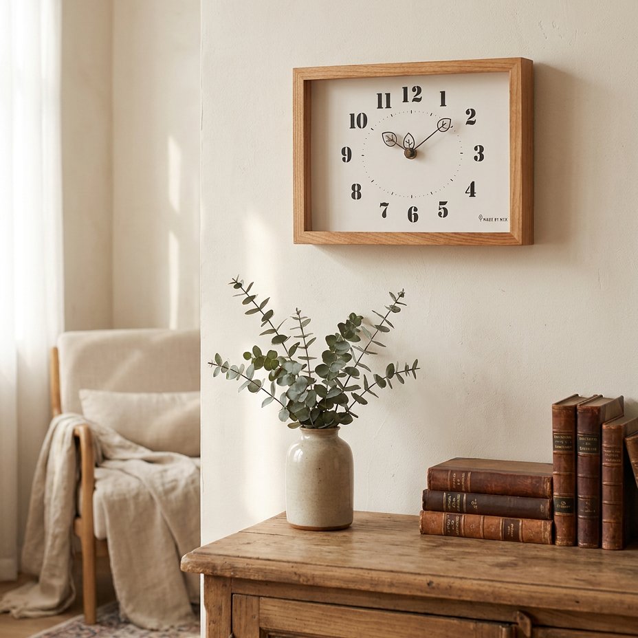 Reloj de Pared Rectangular de Madera