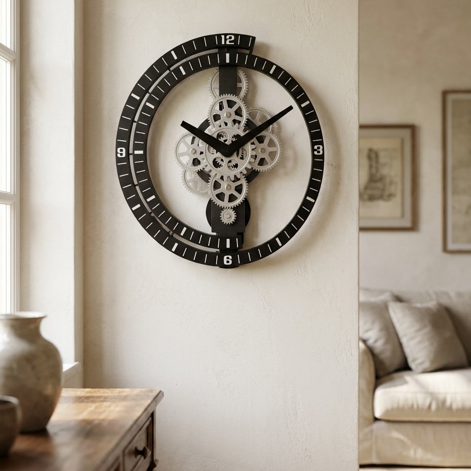 Reloj de Pared Ruedas Dentadas Metal