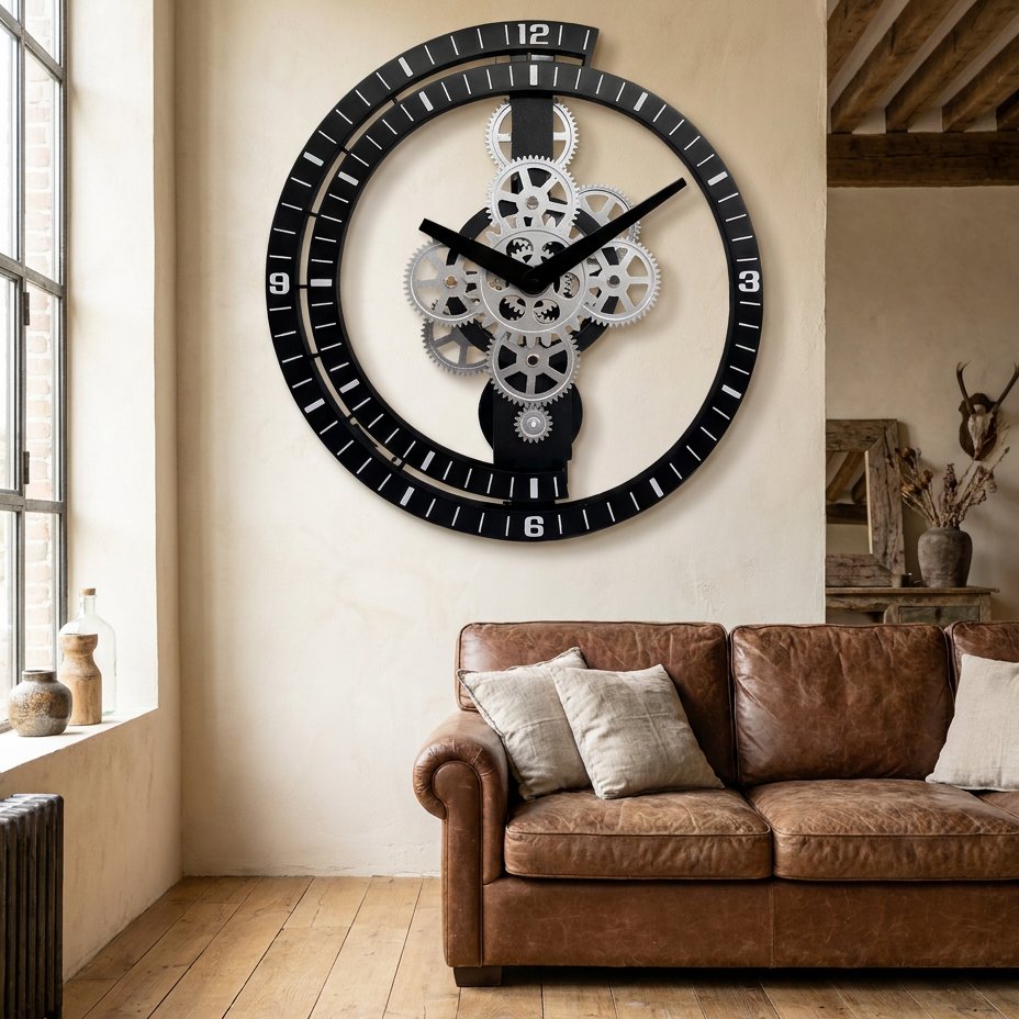 Reloj de Pared Ruedas Dentadas Metal - imagen 2