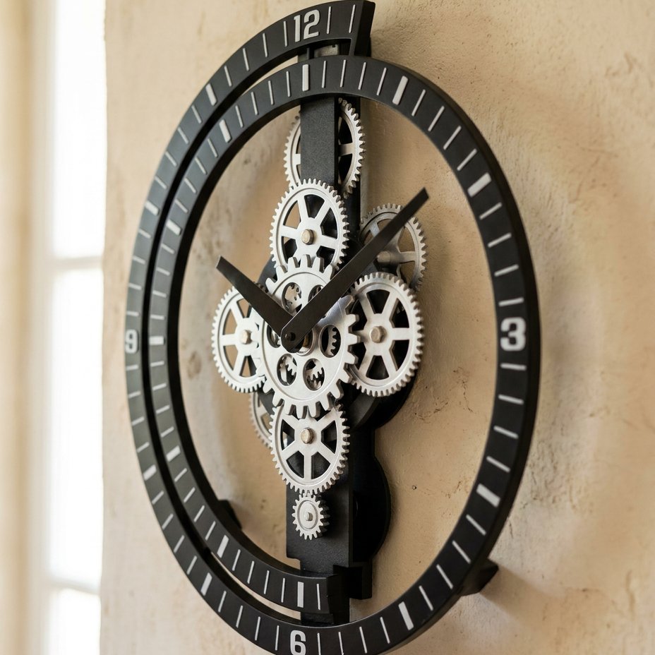 Reloj de Pared Ruedas Dentadas Metal - imagen 3