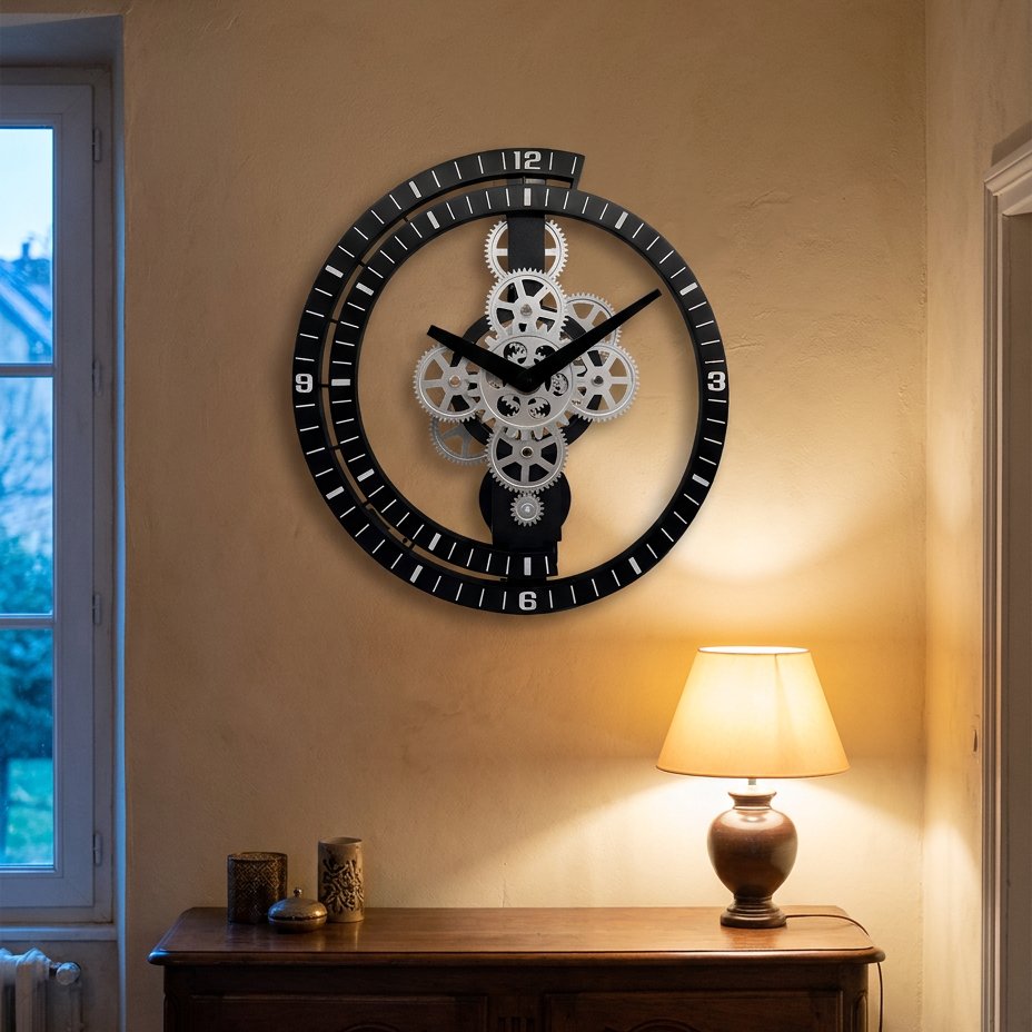 Reloj de Pared Ruedas Dentadas Metal - imagen 4