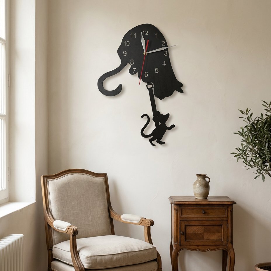 Reloj de Pared Silueta Gato