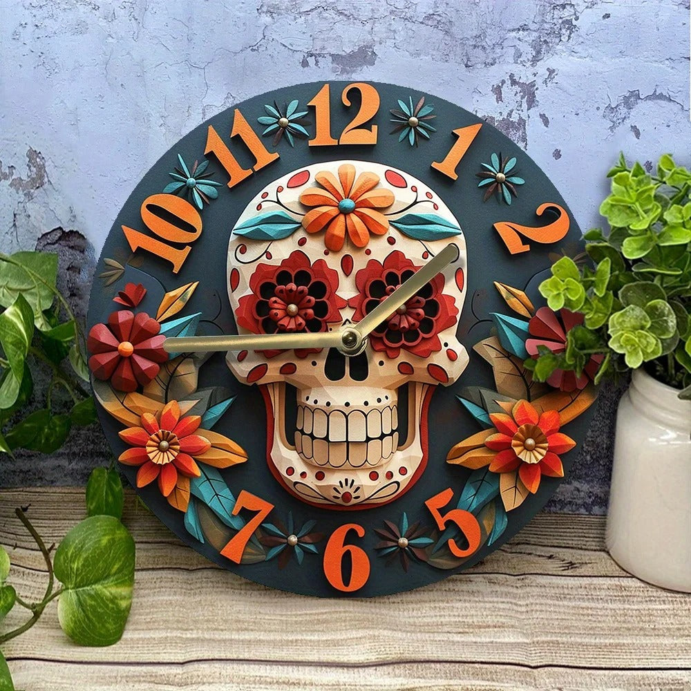Reloj de Pared Calavera Floral - imagen 2