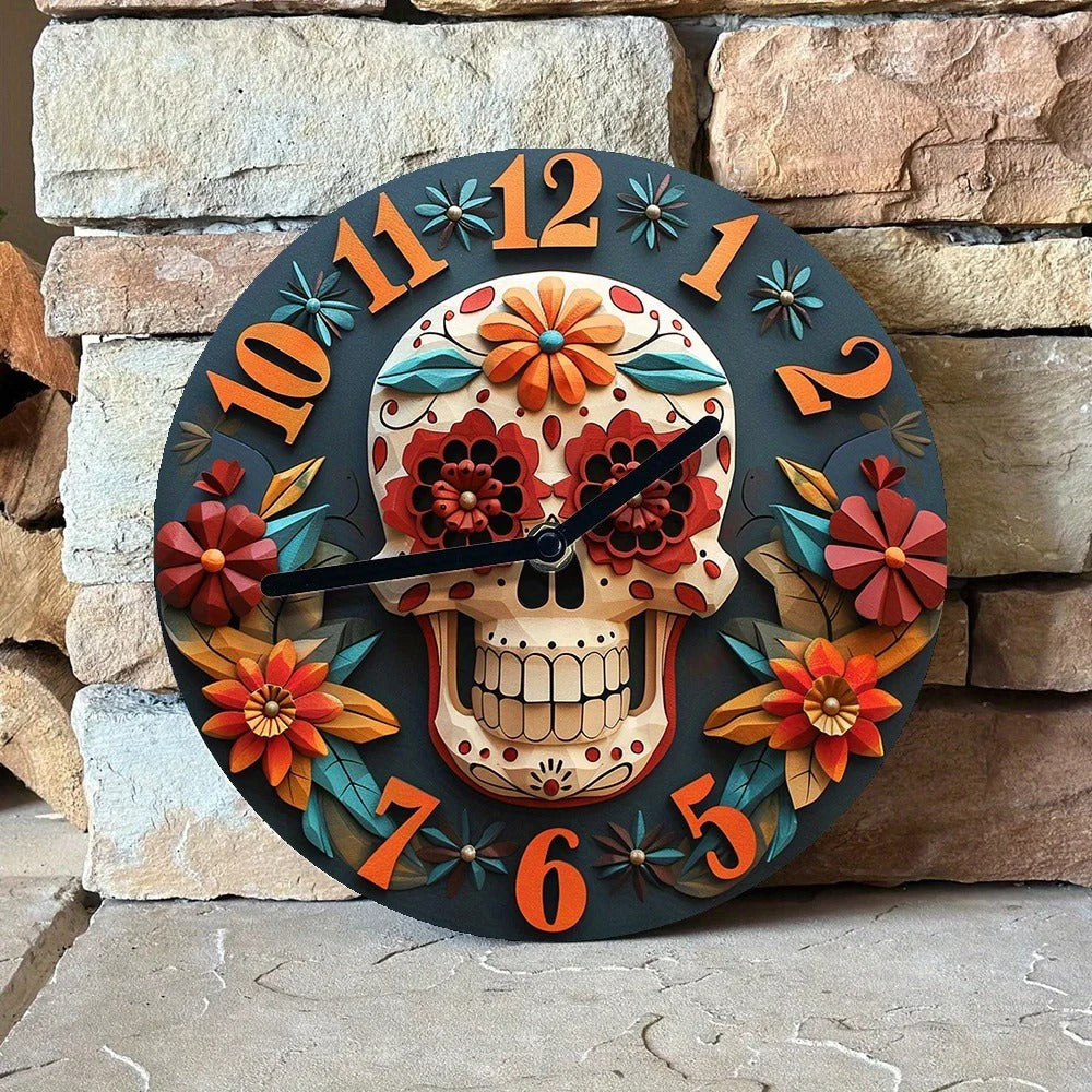 Reloj de Pared Calavera Floral - imagen 3