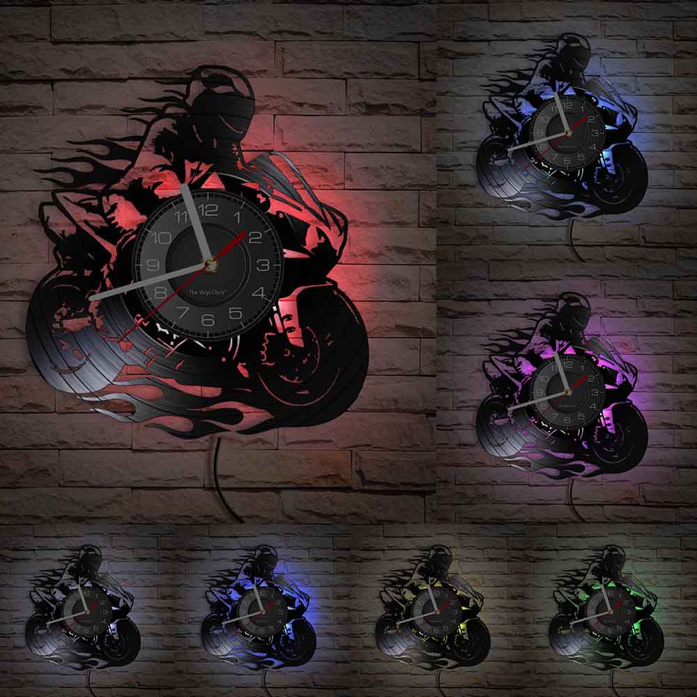 Reloj de Pared Moto Neón