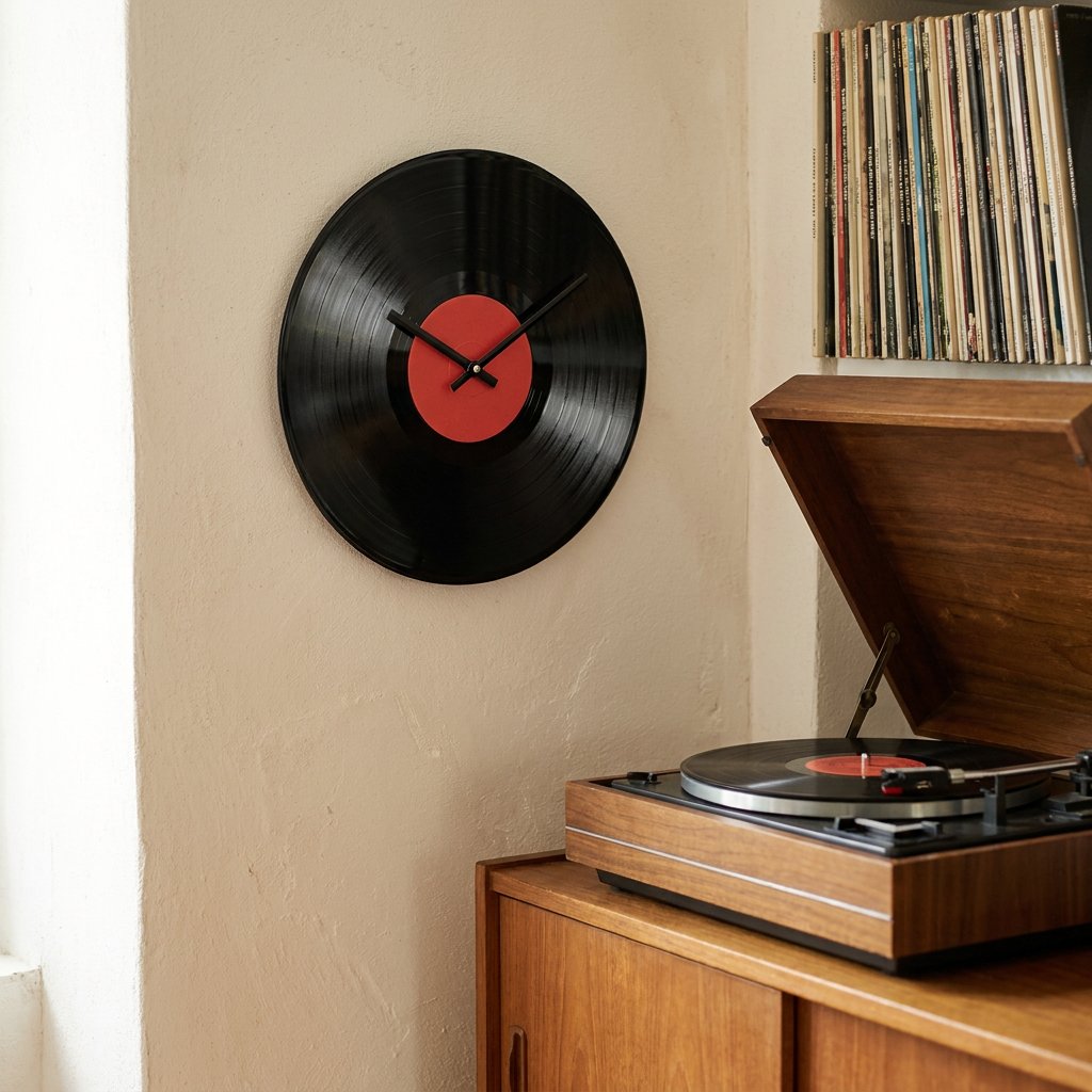 Reloj de Pared Vinilo Negro